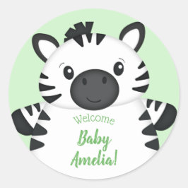 Sticker Rond Baby shower Zebra