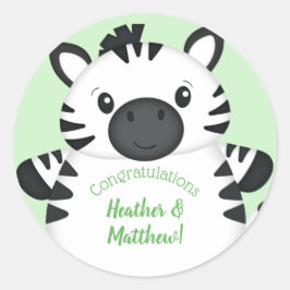 Sticker Rond Baby shower Zebra