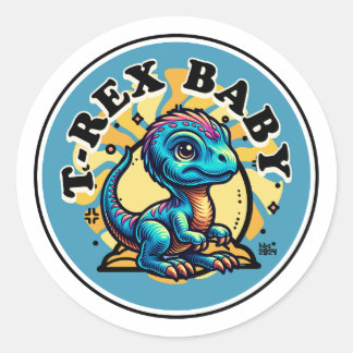 Sticker Rond Baby T-Rex