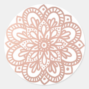 Sticker Rond Bac à fleurs Rose Gold Mandala