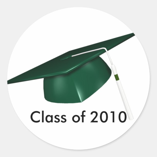 Sticker Rond Bac de graduation vert personnalisé KRW (Devant)