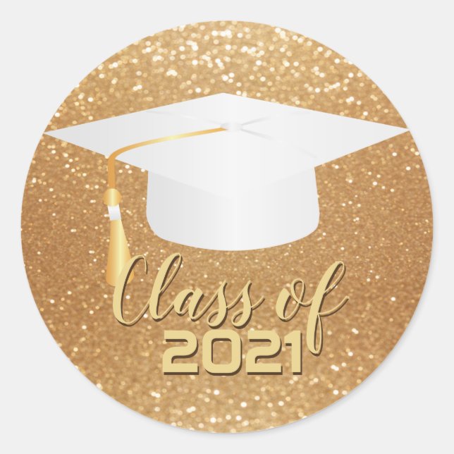 Sticker Rond Bac d'obtention du diplôme blanc - Classe de 20XX (Devant)