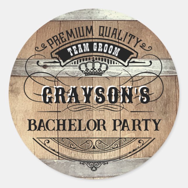 Sticker Rond Bachelor Party Rustique (Devant)