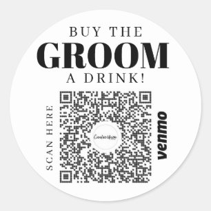 Sticker Rond Bachelor Venmo Code QR Acheter La Salle A Boire