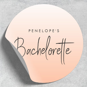 Sticker Rond Bachelorette   Coral Ombre Elegant Peach