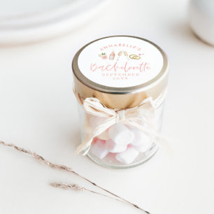 Sticker Rond Bachelorette de champagne moderne rose girly éléga