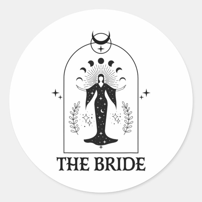 Sticker Rond Bachelorette gothique Coven de mariée (Devant)