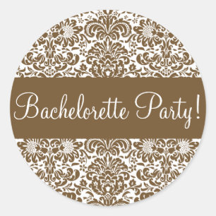 Sticker Rond Bachelorette Party Damask Enveloppe Sceau
