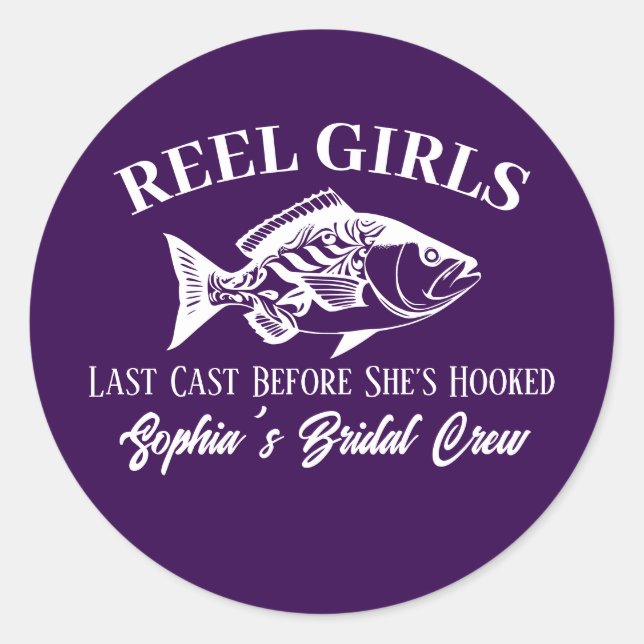 Sticker Rond Bachelorette Party Hawaiian Fisherman Style violet (Devant)