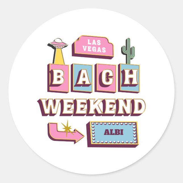 Sticker Rond bachelorette rétro las vegas (Devant)