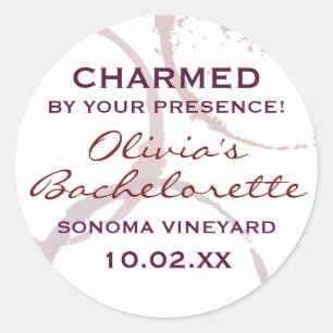 Sticker Rond Bachelorette Rustique Mariage de tôle rouge foncé