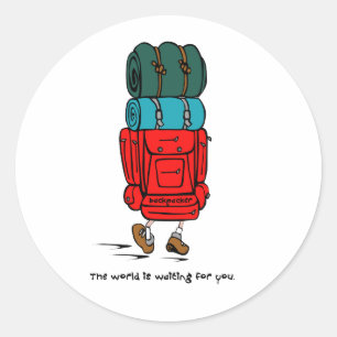 Sticker Rond Backpacker