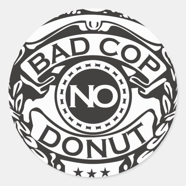 Sticker Rond Bad Cop No Donut - Noir (Devant)