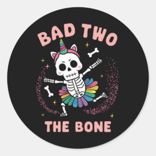 Sticker Rond Bad Two The Bone Halloween Anniversaire 2e Anniver