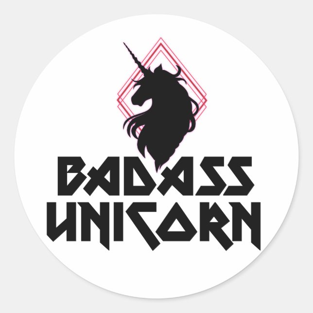 Sticker Rond Badass Unicorn (Devant)