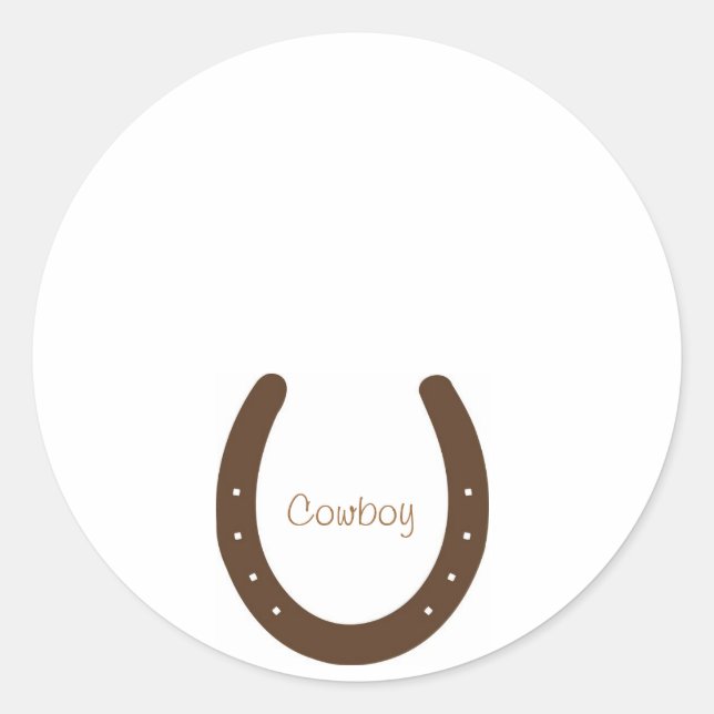 Sticker Rond badge de nom "Cowboy" avec fer à cheval (Devant)