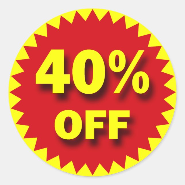 STICKER ROND BADGE DE VENTE AU DÉTAIL - 40 % DE BONNE (Devant)