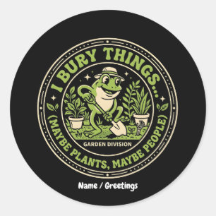 Sticker Rond Badge drôle de grenouille rétro J'enterre des chos