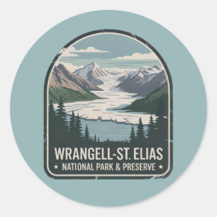 Sticker Rond Badge du parc glacier de Wrangell-St. Elias