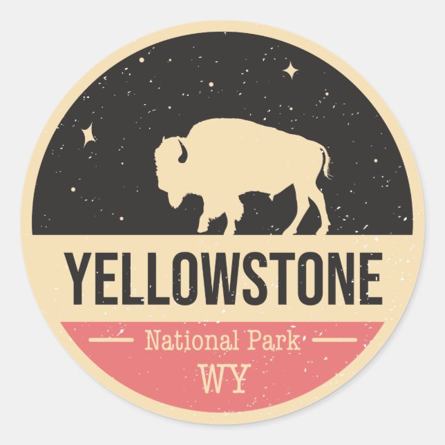 Sticker Rond Badge du parc national Yellowstone (Devant)