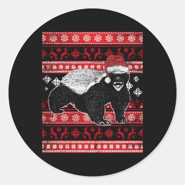 Sticker Rond Badger de miel moche (Devant)