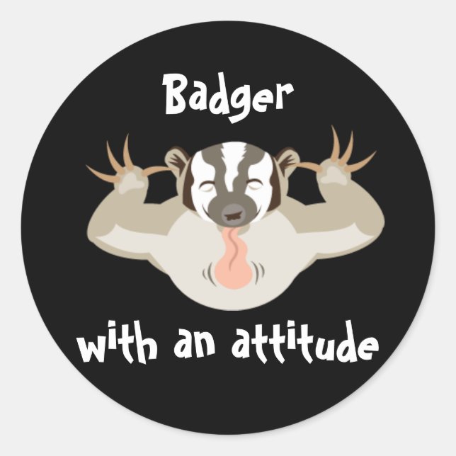 Sticker Rond Badgering Badger_Badger avec une attitude (Devant)