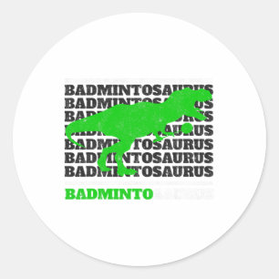 Sticker Rond Badminto Saurus Rex Birdie Shuttle Dino Badminton