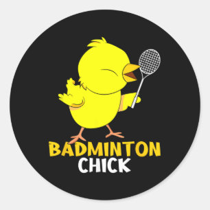 Sticker Rond Badminton Chèvre Poulet Volatile Femmes Badminton