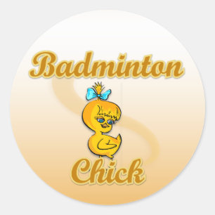 Sticker Rond Badminton Chick