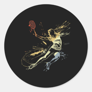 Sticker Rond Badminton Femme Grafitti Jeu De Navette Pour Fille