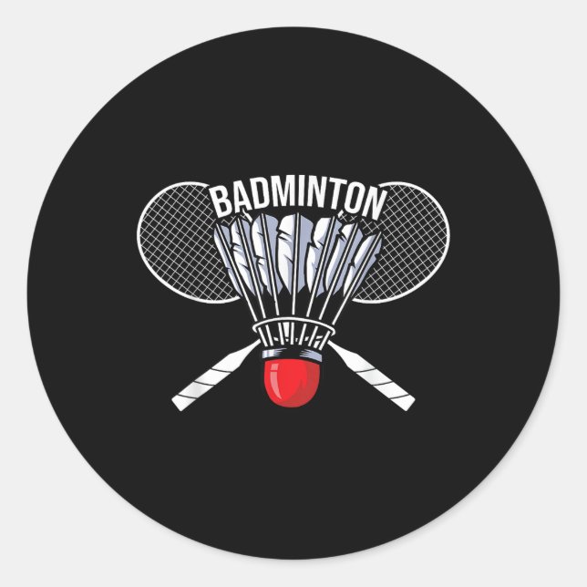 Sticker Rond Badminton Graphic Badminton Player Navette Sports (Devant)