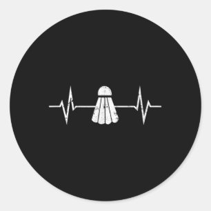 Sticker Rond Badminton Heartbeat T Shirt Grunge Joueur Cadeau C