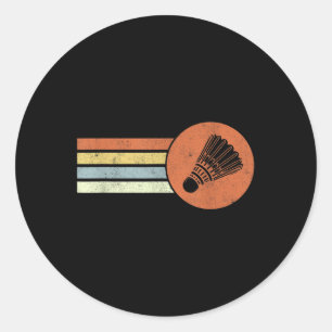 Sticker Rond Badminton Rétro Birdie Smash Navette Vintage Badmi