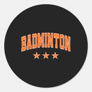 Sticker Rond Badminton Toutes Étoiles Orange Clic Retro Varsity
