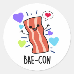 Sticker Rond Bae-con Funny Bacon Pun