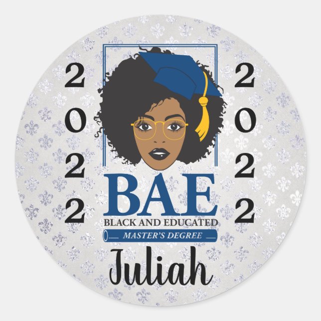 Sticker Rond BAE : Maîtrise noire et instruite 2022 (Devant)