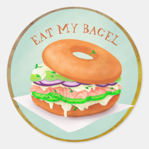Sticker Rond Bagel Saumon personnalisé Classic Round