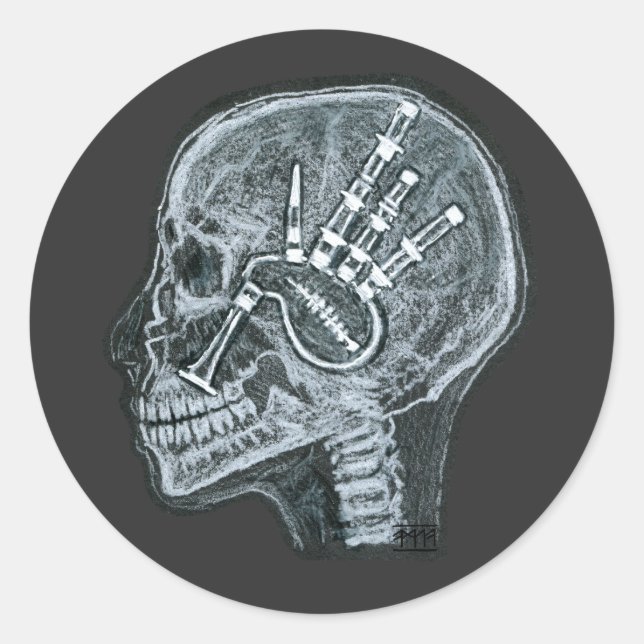 Sticker Rond Bagpipes dans mon esprit - Édition écossaise (Devant)