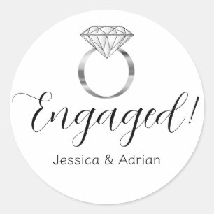Sticker Rond Bague de fiançailles personnalisée en argent avec 
