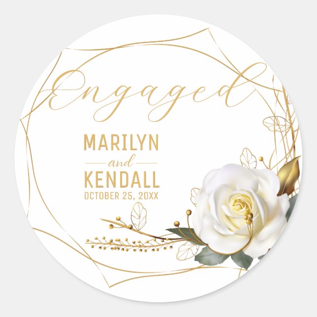 Sticker Rond Bague de fiançailles Rose Gold Romantique  (Devant)