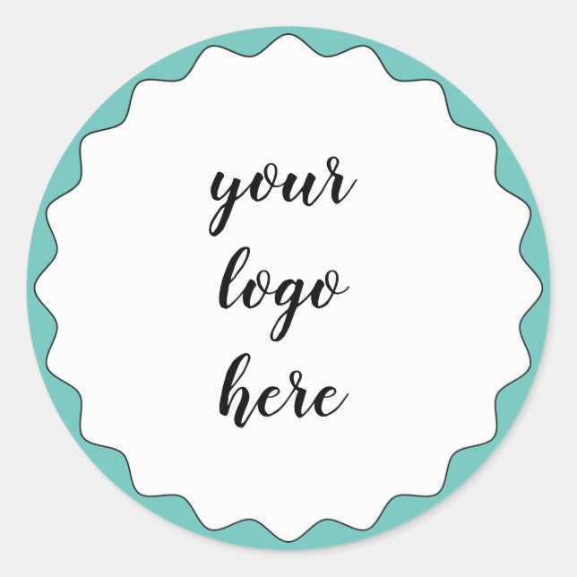 Sticker Rond Bagues Cercle Vert Bleu Bordure Logo personnalisé (Devant)