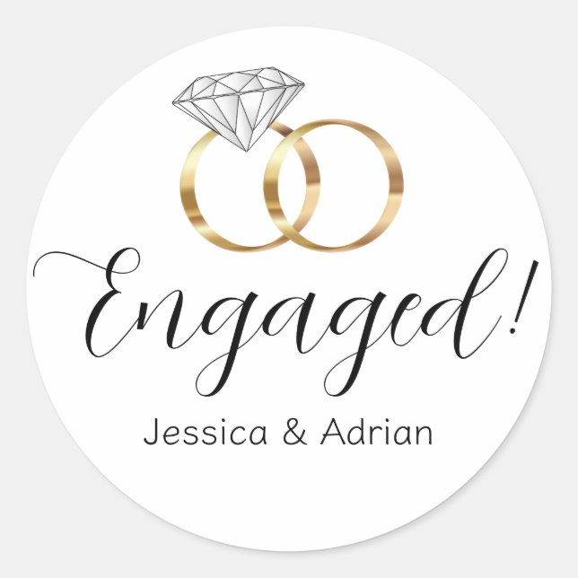 Sticker Rond Bagues de mariage en diamant blanc sur mesure (Devant)