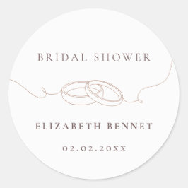 Sticker Rond Bagues Mariages simples minimales | Fête des marié