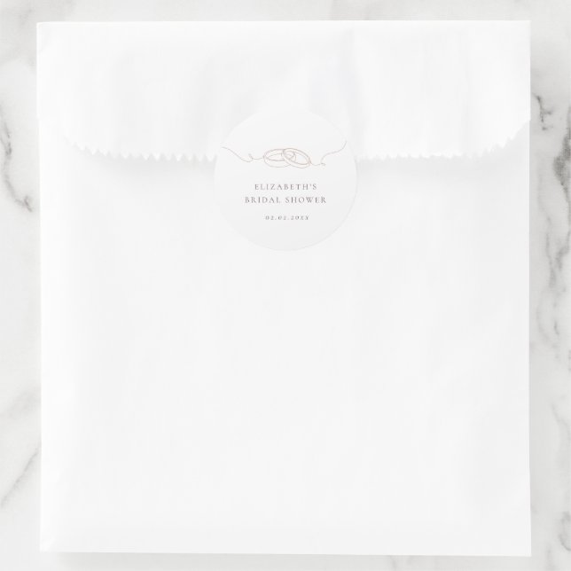 Sticker Rond Bagues Mariages simples minimales | Mariée rose pâ (Sac)