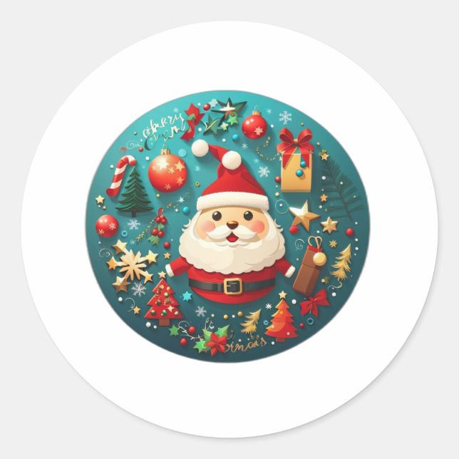 Sticker Rond Baguette arrondie de Noël (Devant)