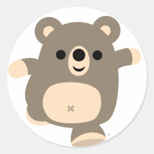 Sticker Rond Baguette autocollante de l'ours caricaturale à exé