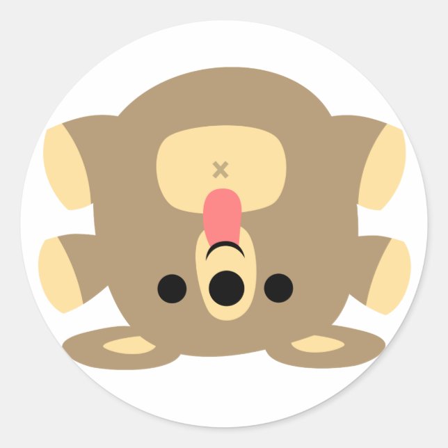 Sticker Rond Baguette autocollante pour ours de dessin (Devant)