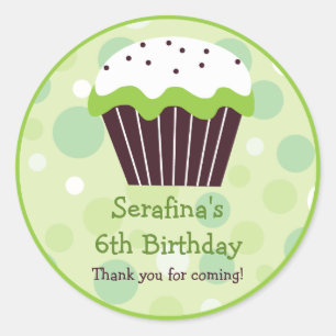 Sticker Rond Baguette-cadeau d'anniversaire Cupcake