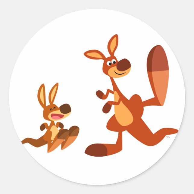 Sticker Rond Baguette caricaturale Kangaroo (Devant)