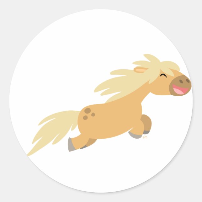 Sticker Rond Baguette Cartoon Palomino Pony (Devant)